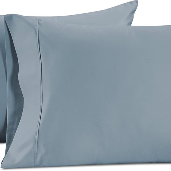 Elegant French Blue King Pillowcase Set - Soft 100% Egyptian Cotton Sateen